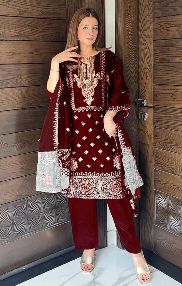 MARIA.B VELVET 01 MEROON