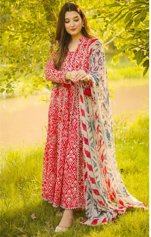 ANEELAS SILK PRINT RED
