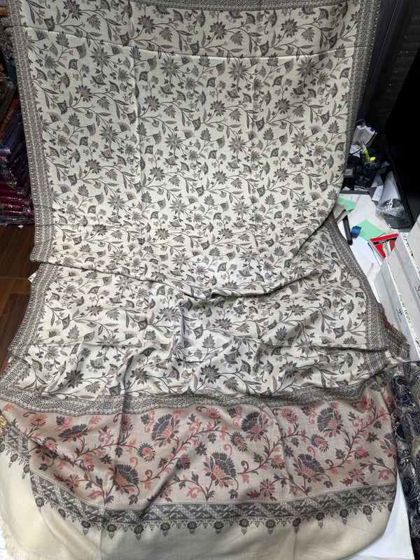 PEACH WOOL INPRINT SHAWL 07