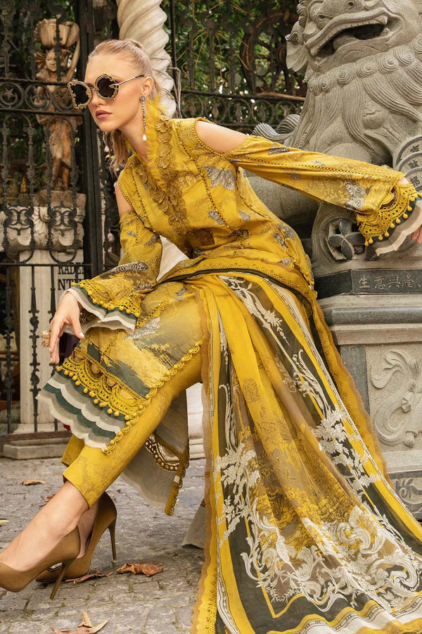 LINEN PRINTED 3 PIECE UNSTICHED YELLOW N