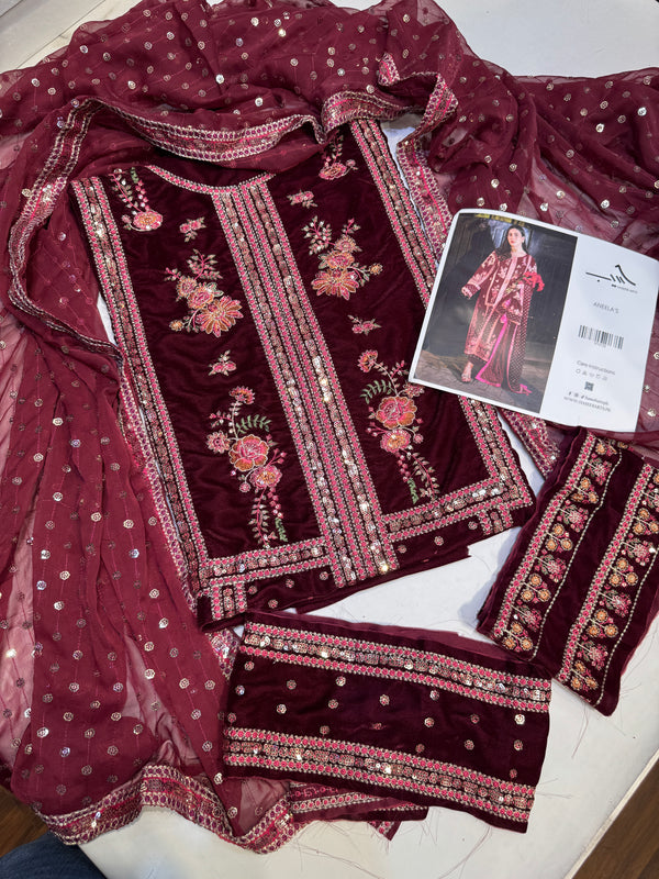 ANEELAS VELVET MEROON