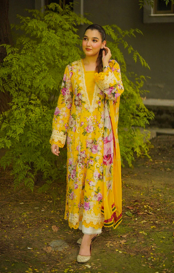 ANEELAS SILK PRINT YELLOW