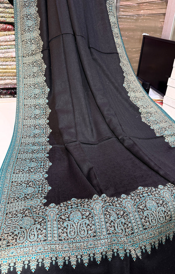 BLACK GRAY WOOL SHAWL
