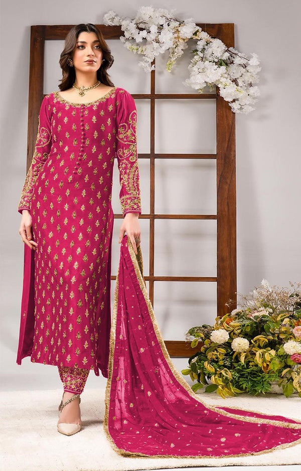 AHMAD SULTAN RAW SILK HOT PINK